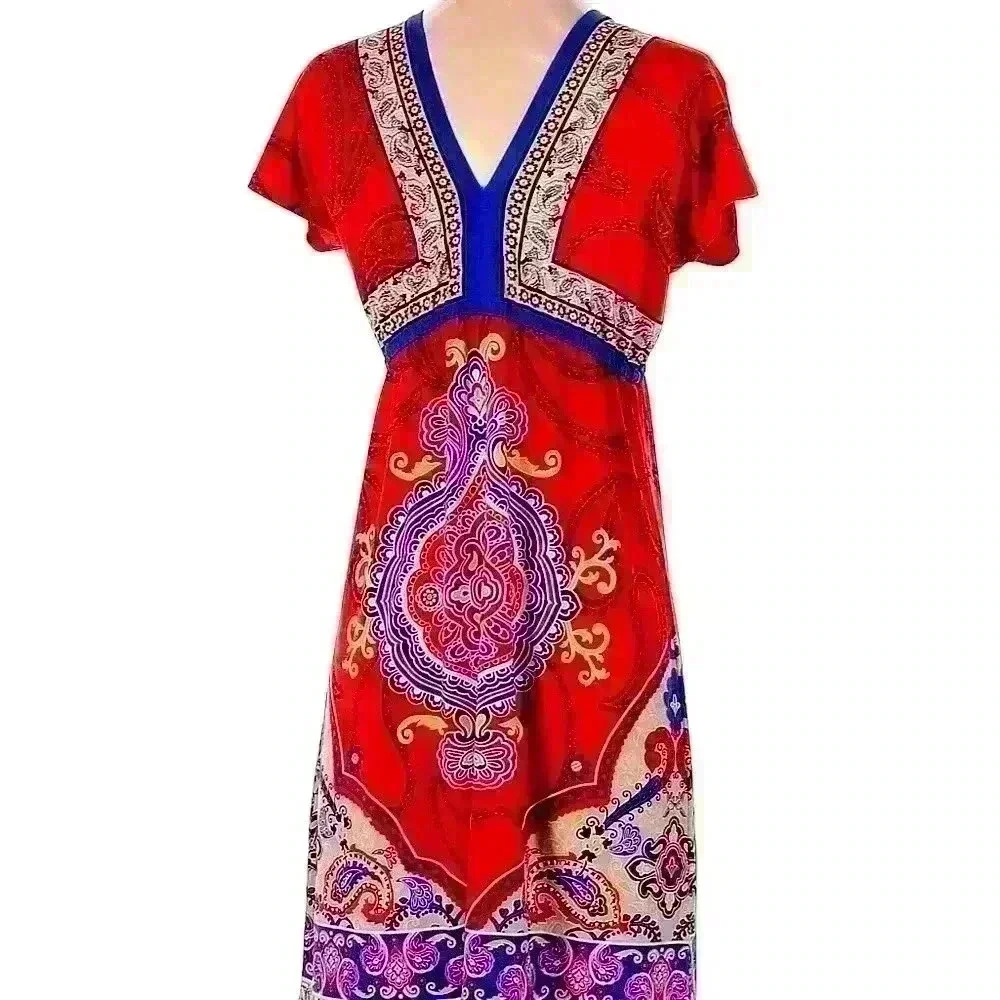 Style & Co. Petite Women’s Bold Color V-neck Dress PS - Picture 2 of 7